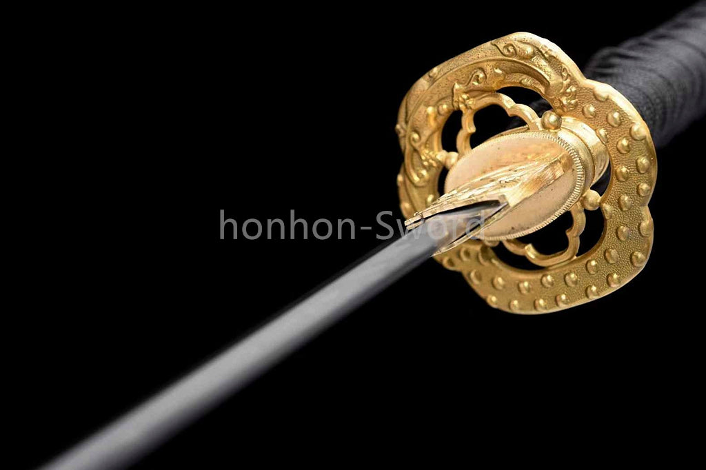 Hadori Polish T10 Clay Tempered Japanese Katana Samurai Sword Full Tang Blue