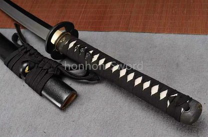 1095 Kohlenstoffstahl Katana Blaue Klinge Japanisches Samurai-Schwert Full Tang Schwarz 