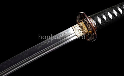Katana à lame bleue en acier à haute teneur en carbone 1095, épée de samouraï japonais, épée complète noire 