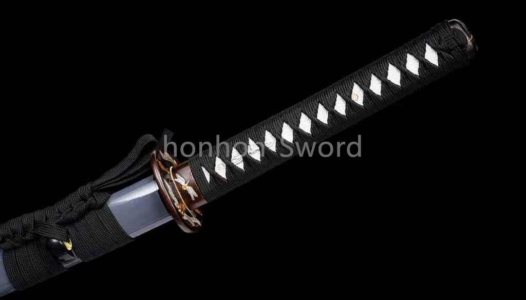 Katana à lame bleue en acier à haute teneur en carbone 1095, épée de samouraï japonais, épée complète noire 