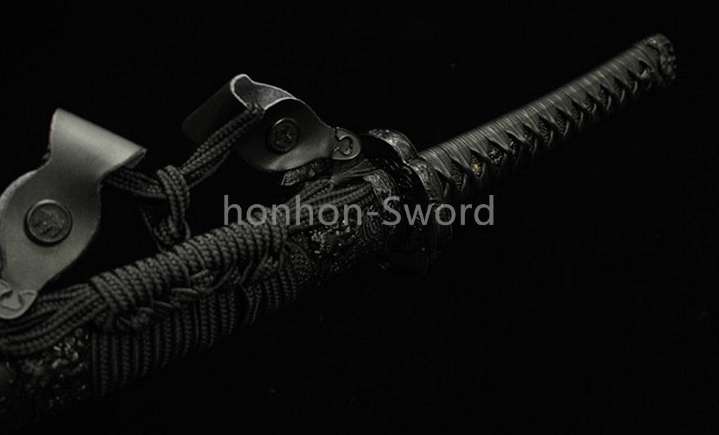 Katana à lame bleue en acier à haute teneur en carbone 1095, épée de samouraï japonais, épée complète noire 