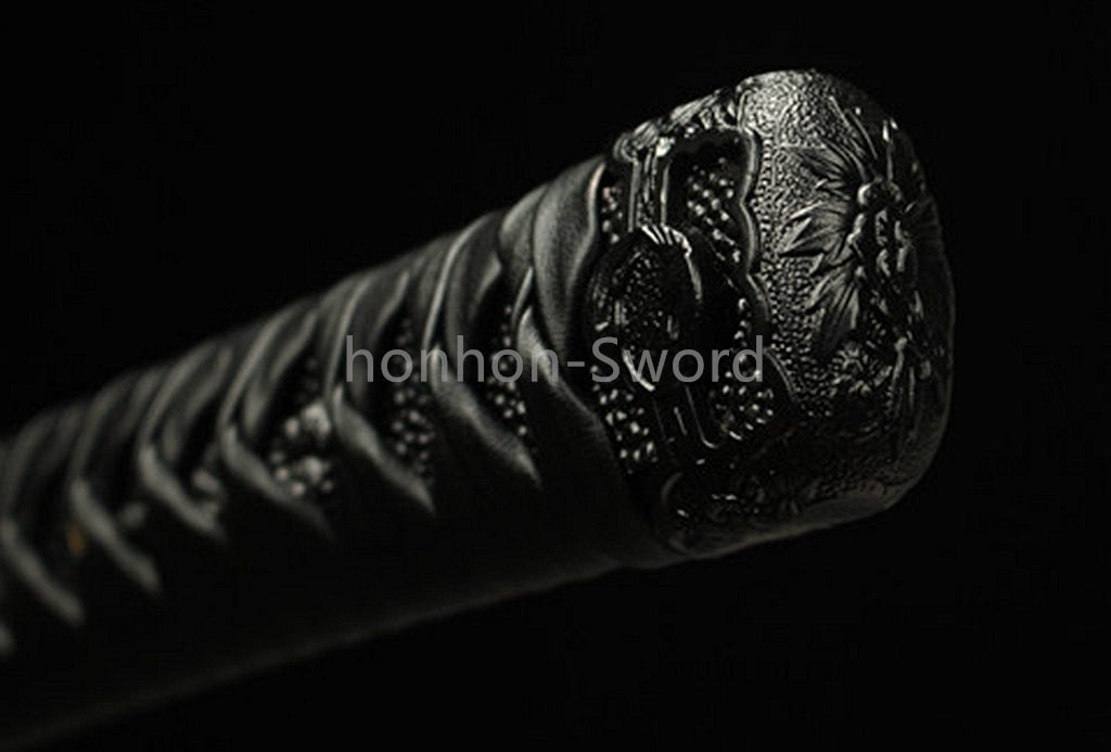 Katana à lame bleue en acier à haute teneur en carbone 1095, épée de samouraï japonais, épée complète noire 