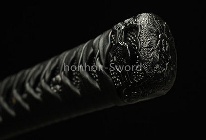 Katana à lame bleue en acier à haute teneur en carbone 1095, épée de samouraï japonais, épée complète noire 