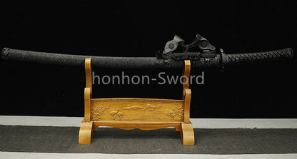 Katana à lame bleue en acier à haute teneur en carbone 1095, épée de samouraï japonais, épée complète noire 