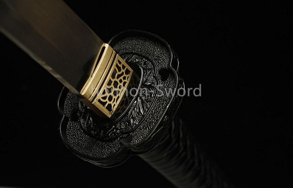 Katana à lame bleue en acier à haute teneur en carbone 1095, épée de samouraï japonais, épée complète noire 