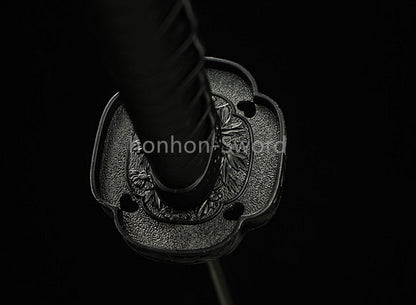 Katana à lame bleue en acier à haute teneur en carbone 1095, épée de samouraï japonais, épée complète noire 