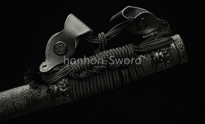 Katana à lame bleue en acier à haute teneur en carbone 1095, épée de samouraï japonais, épée complète noire 