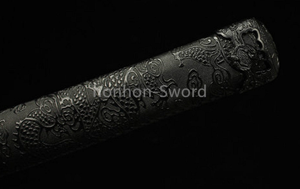 Katana à lame bleue en acier à haute teneur en carbone 1095, épée de samouraï japonais, épée complète noire 
