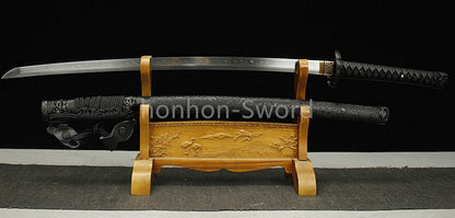 Katana à lame bleue en acier à haute teneur en carbone 1095, épée de samouraï japonais, épée complète noire 
