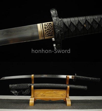 Katana à lame bleue en acier à haute teneur en carbone 1095, épée de samouraï japonais, épée complète noire 