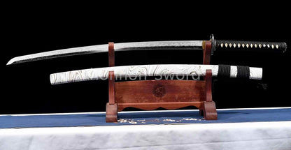 T10 Clay Tempered Katana Brass Tsuba Japanese Samurai Sword Full Tang White