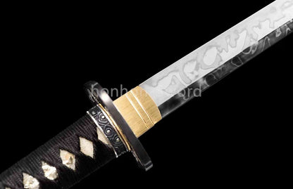 T10 Clay Tempered Katana Brass Tsuba Japanese Samurai Sword Full Tang White