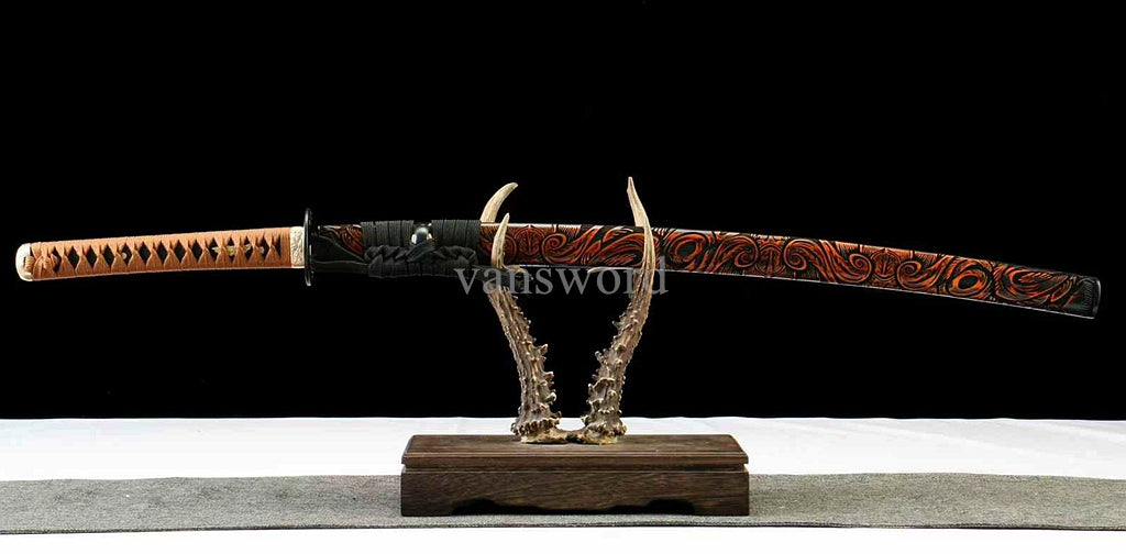 T10 Clay Tempered Japanese Katana Full Tang Sword Iron Tsuba Battle Ready Sharp