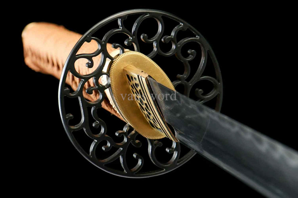 T10 Clay Tempered Japanese Katana Full Tang Sword Iron Tsuba Battle Ready Sharp