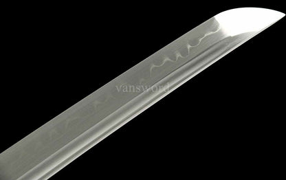 T10 Clay Tempered Japanese Katana Full Tang Sword Iron Tsuba Battle Ready Sharp