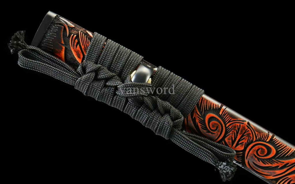 T10 Clay Tempered Japanese Katana Full Tang Sword Iron Tsuba Battle Ready Sharp
