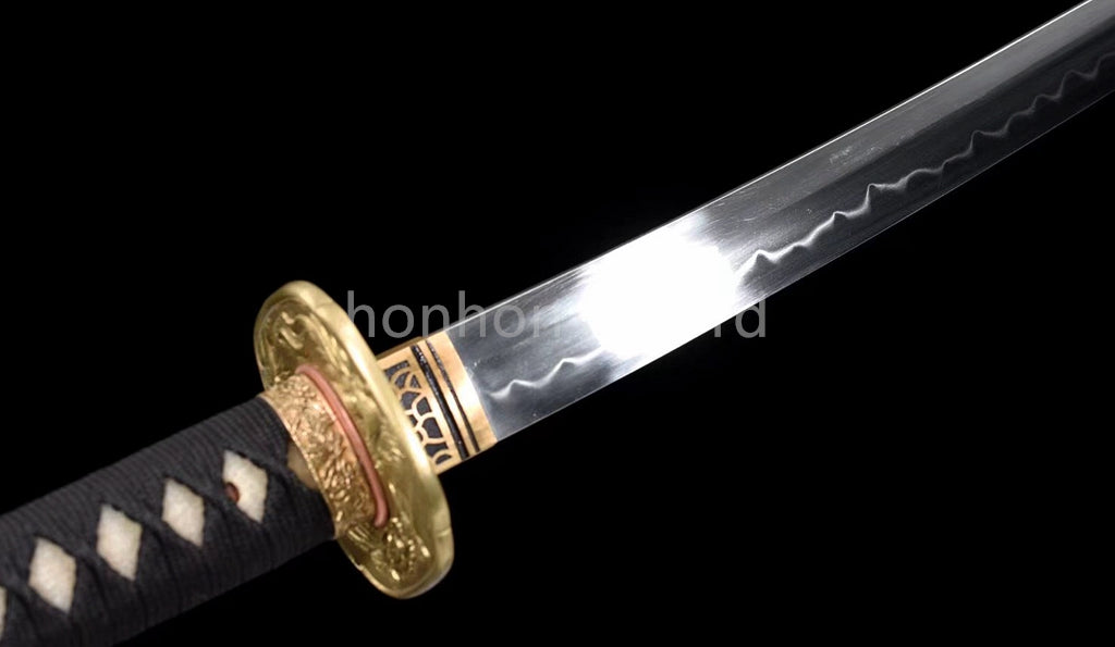 Japanese Katana T10 Clay Tempered Sword Full Rayskin OX Horn Saya Full Tang