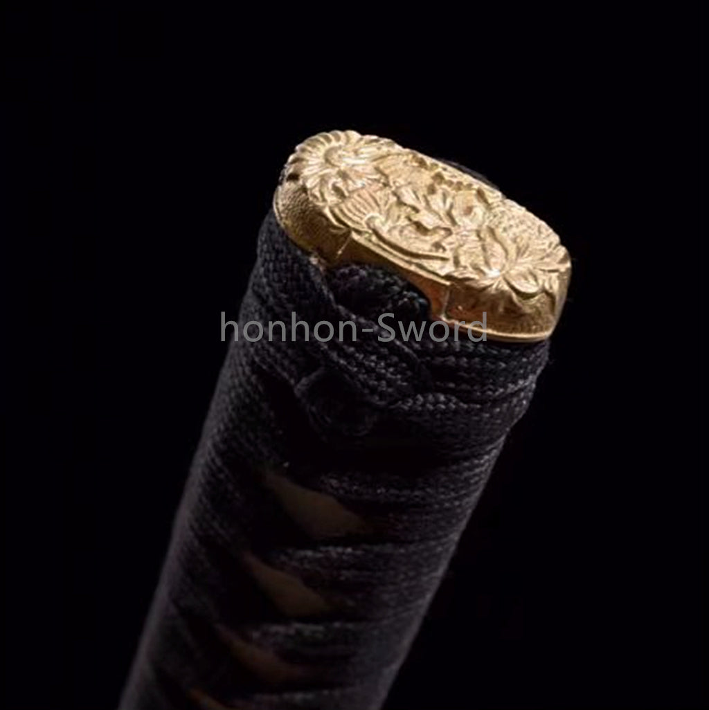 Japanese Katana T10 Clay Tempered Sword Full Rayskin OX Horn Saya Full Tang