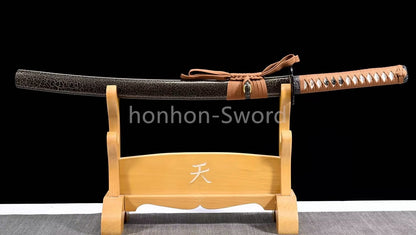Katana à lame bleue en acier à haute teneur en carbone 1095, épée de samouraï japonais, épée complète noire 