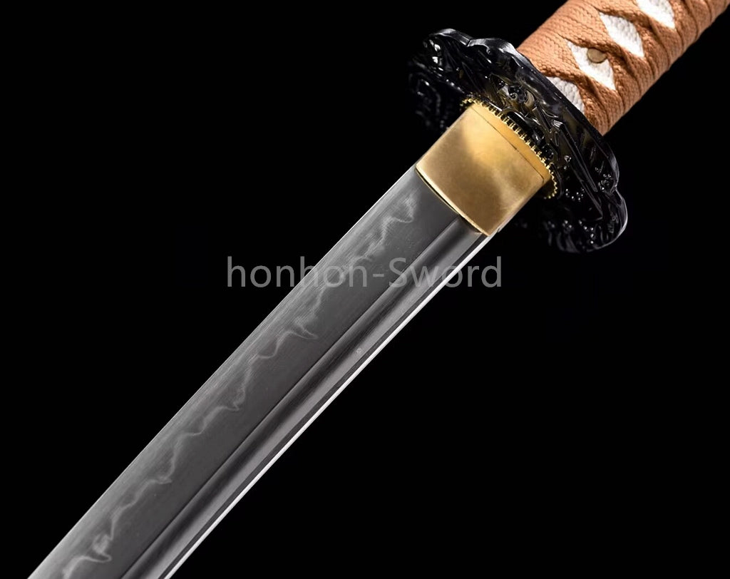 Katana à lame bleue en acier à haute teneur en carbone 1095, épée de samouraï japonais, épée complète noire 