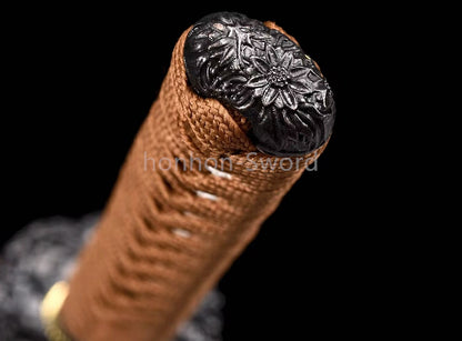 Katana à lame bleue en acier à haute teneur en carbone 1095, épée de samouraï japonais, épée complète noire 