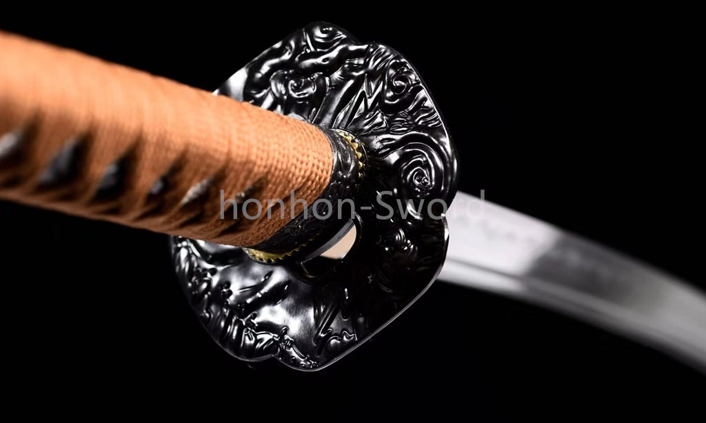 Katana à lame bleue en acier à haute teneur en carbone 1095, épée de samouraï japonais, épée complète noire 