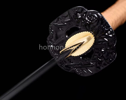 Katana à lame bleue en acier à haute teneur en carbone 1095, épée de samouraï japonais, épée complète noire 