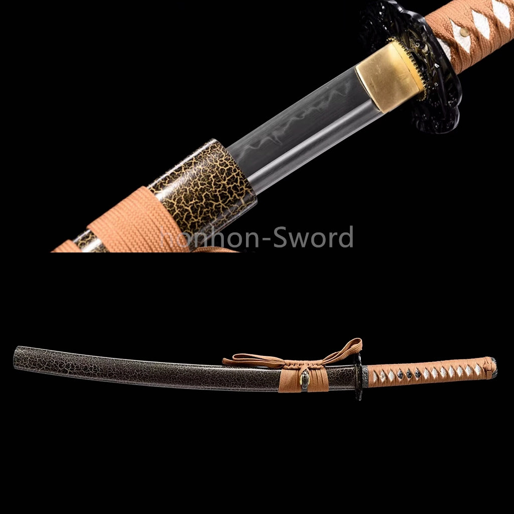 Katana à lame bleue en acier à haute teneur en carbone 1095, épée de samouraï japonais, épée complète noire 