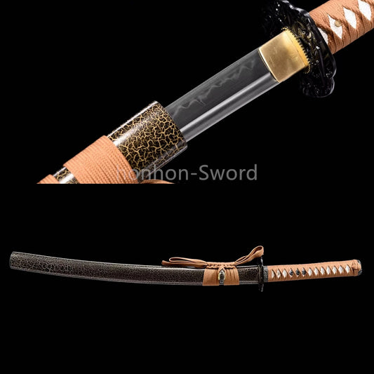 Katana à lame bleue en acier à haute teneur en carbone 1095, épée de samouraï japonais, épée complète noire 