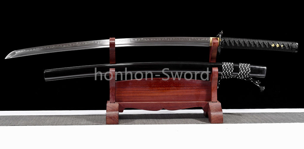 Katana à lame bleue en acier à haute teneur en carbone 1095, épée de samouraï japonais, épée complète noire 