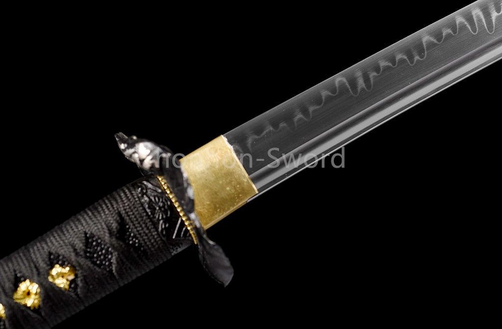 Katana à lame bleue en acier à haute teneur en carbone 1095, épée de samouraï japonais, épée complète noire 