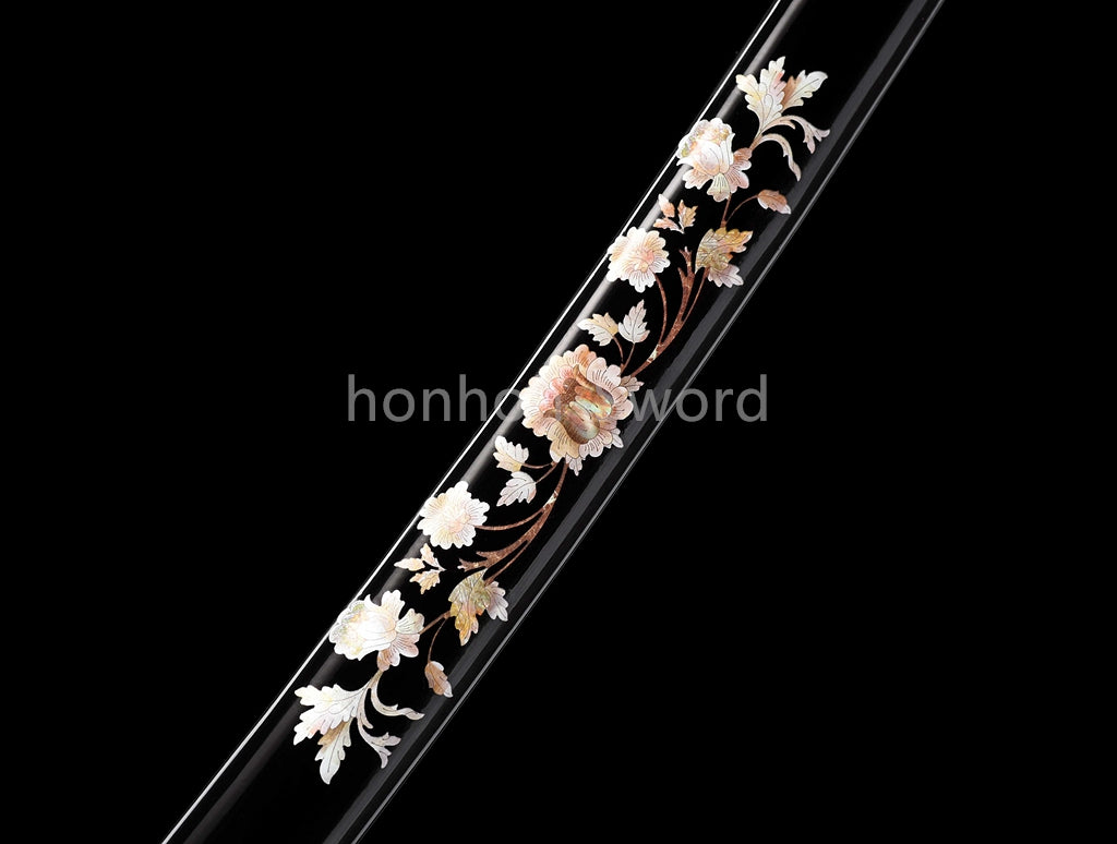 Katana à lame bleue en acier à haute teneur en carbone 1095, épée de samouraï japonais, épée complète noire 