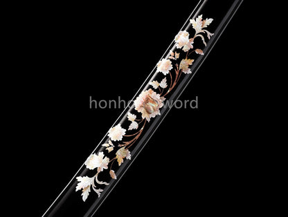 Katana à lame bleue en acier à haute teneur en carbone 1095, épée de samouraï japonais, épée complète noire 