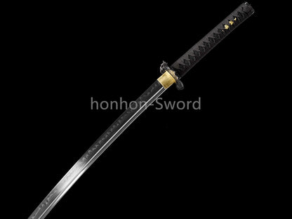 Katana à lame bleue en acier à haute teneur en carbone 1095, épée de samouraï japonais, épée complète noire 