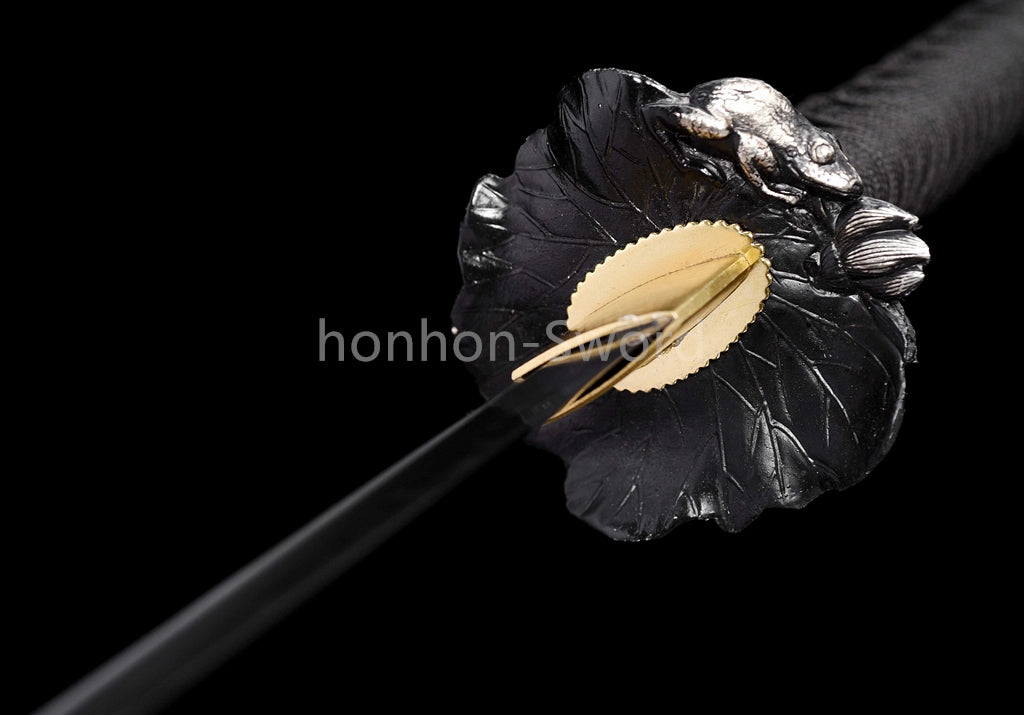 Katana à lame bleue en acier à haute teneur en carbone 1095, épée de samouraï japonais, épée complète noire 