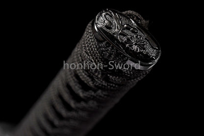 Katana à lame bleue en acier à haute teneur en carbone 1095, épée de samouraï japonais, épée complète noire 