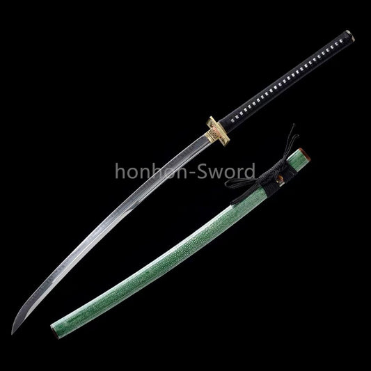 Katana à lame bleue en acier à haute teneur en carbone 1095, épée de samouraï japonais, épée complète noire 