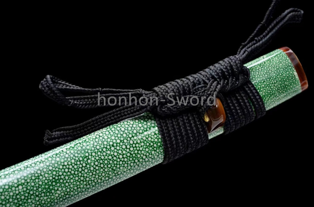 1095 Kohlenstoffstahl Katana Blaue Klinge Japanisches Samurai-Schwert Full Tang Schwarz 