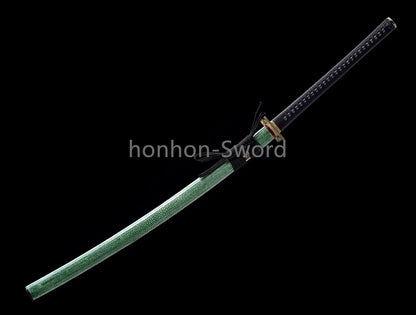 1095 Kohlenstoffstahl Katana Blaue Klinge Japanisches Samurai-Schwert Full Tang Schwarz 
