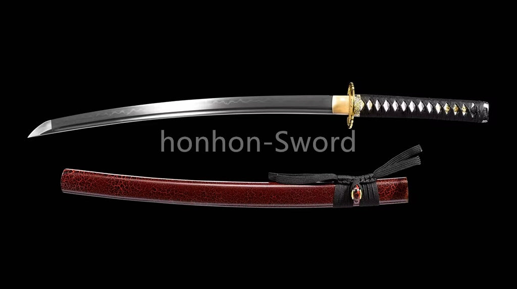 Katana à lame bleue en acier à haute teneur en carbone 1095, épée de samouraï japonais, épée complète noire 