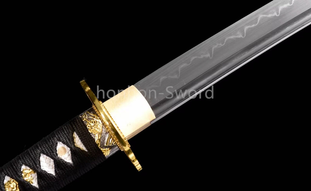 Katana à lame bleue en acier à haute teneur en carbone 1095, épée de samouraï japonais, épée complète noire 