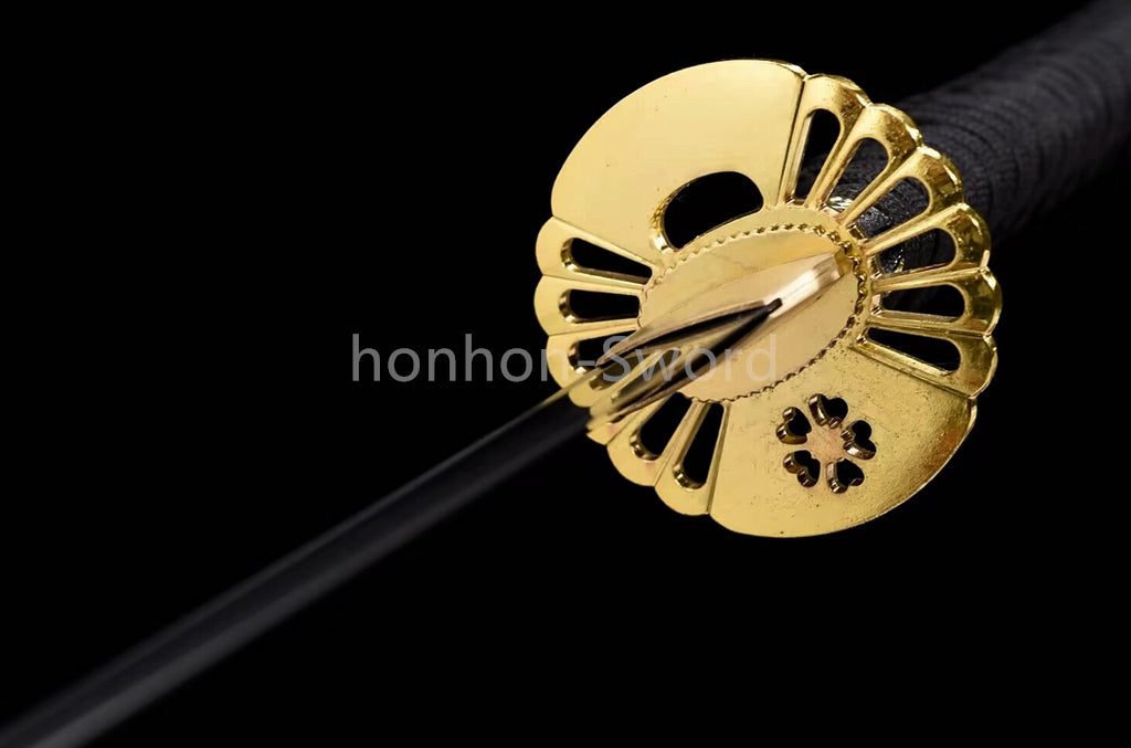 Katana à lame bleue en acier à haute teneur en carbone 1095, épée de samouraï japonais, épée complète noire 