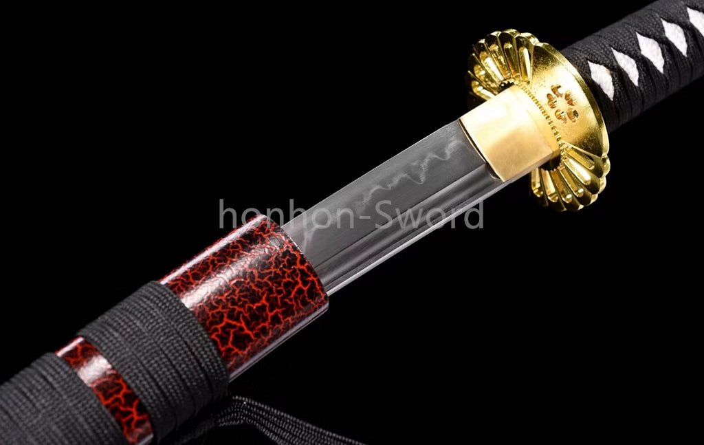 Katana à lame bleue en acier à haute teneur en carbone 1095, épée de samouraï japonais, épée complète noire 