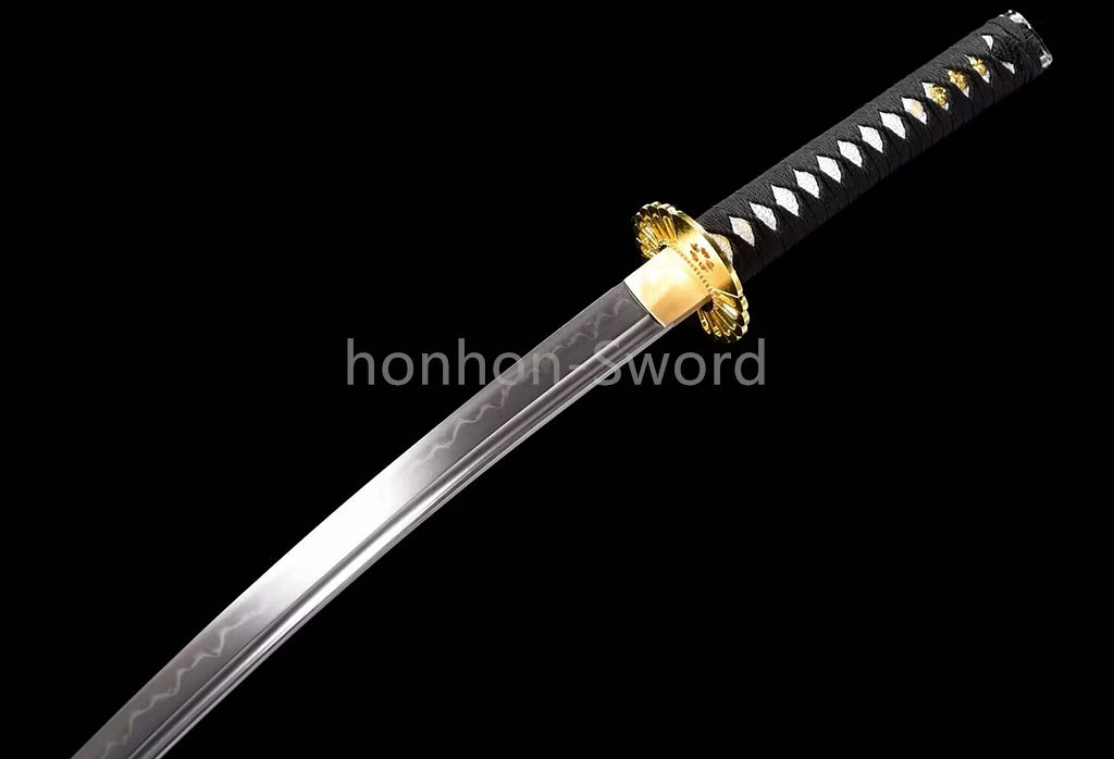 Katana à lame bleue en acier à haute teneur en carbone 1095, épée de samouraï japonais, épée complète noire 