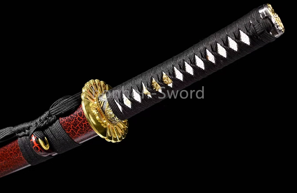 Katana à lame bleue en acier à haute teneur en carbone 1095, épée de samouraï japonais, épée complète noire 