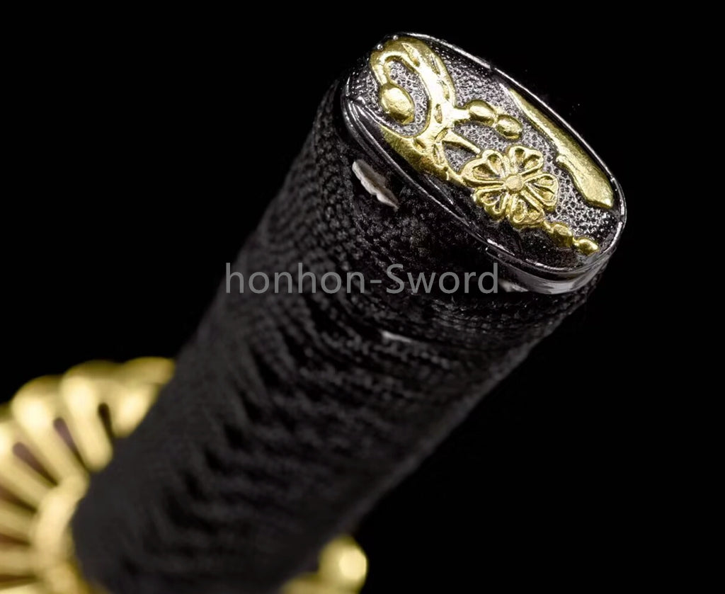 Katana à lame bleue en acier à haute teneur en carbone 1095, épée de samouraï japonais, épée complète noire 