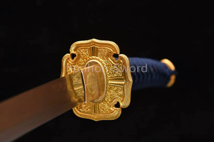 1095 Kohlenstoffstahl Katana Blaue Klinge Japanisches Samurai-Schwert Full Tang Schwarz 