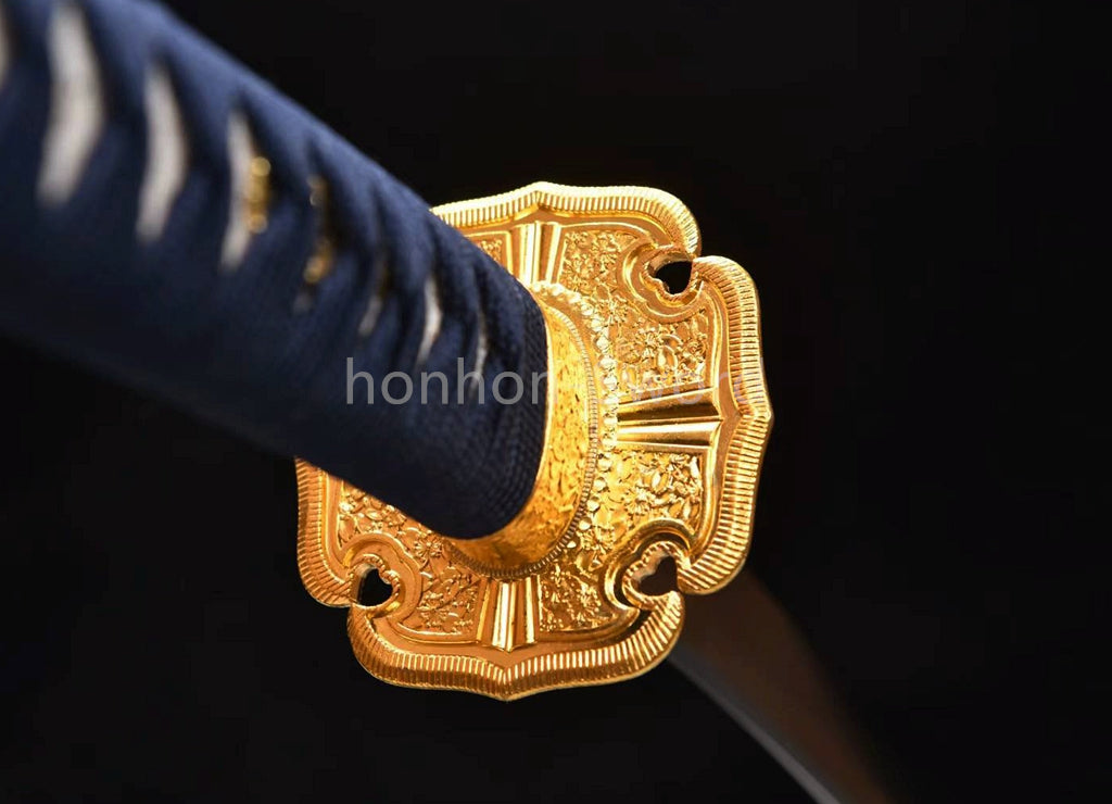 1095 Kohlenstoffstahl Katana Blaue Klinge Japanisches Samurai-Schwert Full Tang Schwarz 