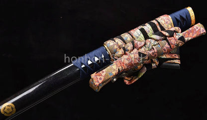 1095 Kohlenstoffstahl Katana Blaue Klinge Japanisches Samurai-Schwert Full Tang Schwarz 