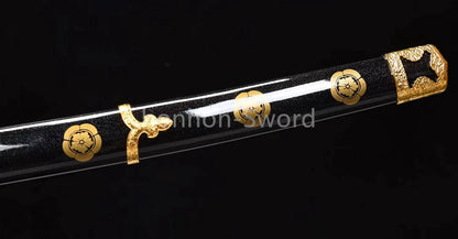 1095 Kohlenstoffstahl Katana Blaue Klinge Japanisches Samurai-Schwert Full Tang Schwarz 